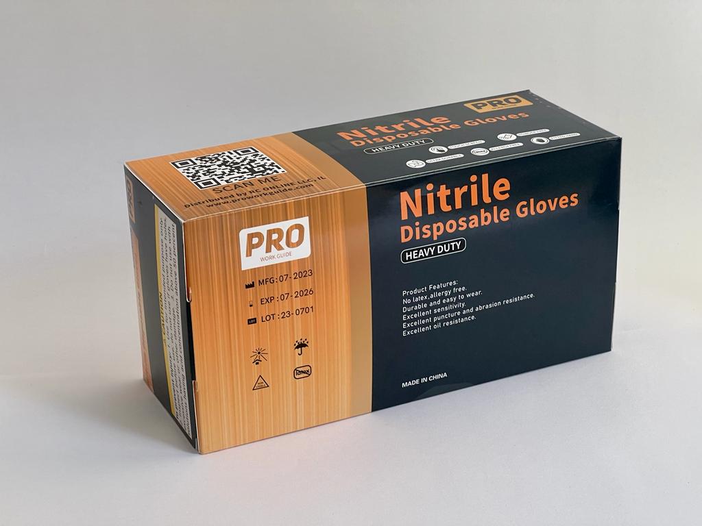 [8Mil] Pro Work Guide Black Full Textured Nitrile Gloves |  Box of (100)