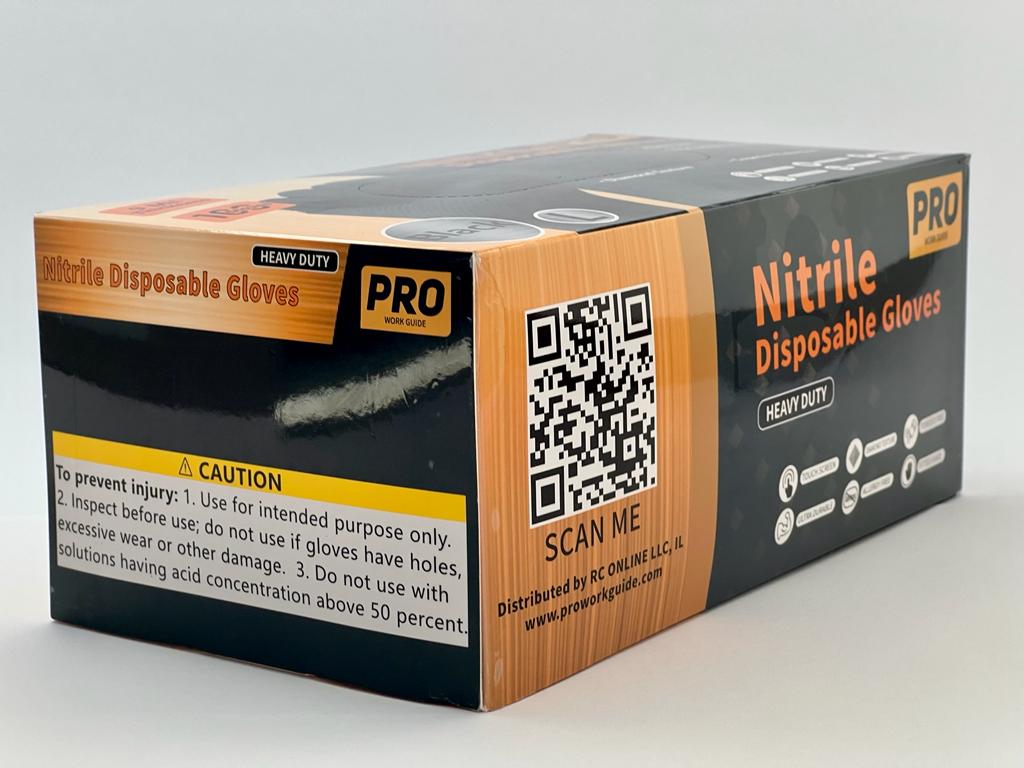 [6Mil] Pro Work Guide Black Full Textured Nitrile Gloves |  Box of (100)