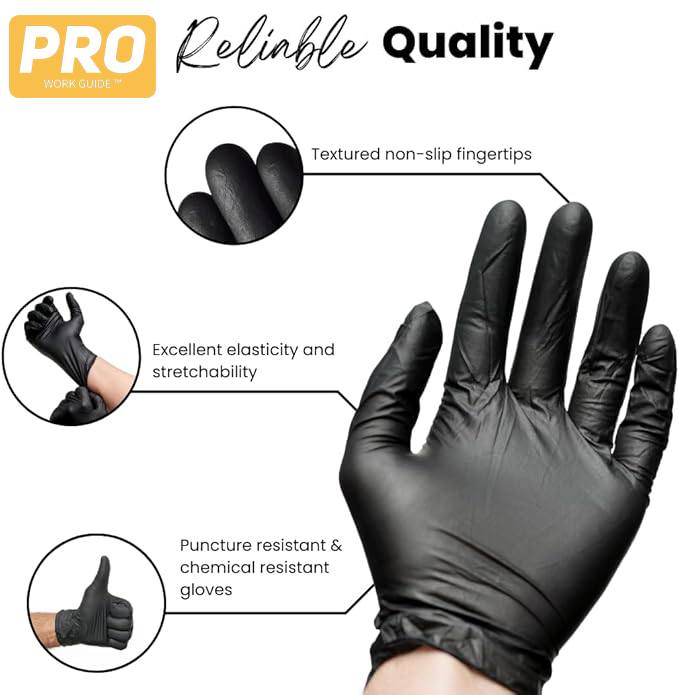 [8Mil] Black Full-Textured Nitrile Gloves | Case of (1000)