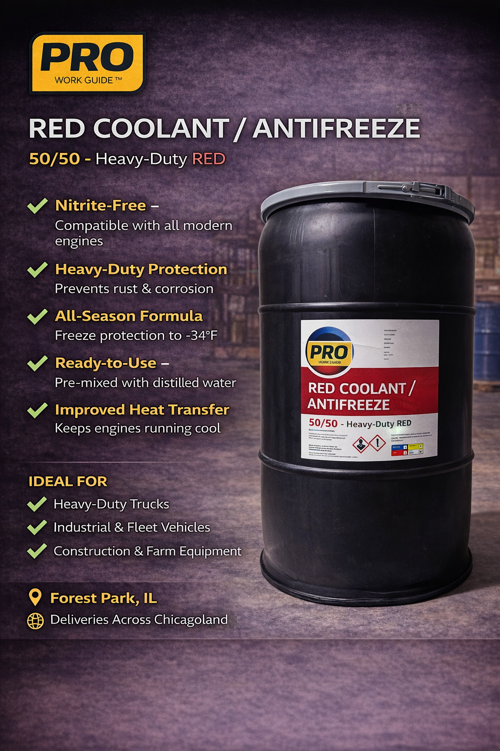 Red Coolant/Antifreeze 50/50 - Heavy-Duty RED