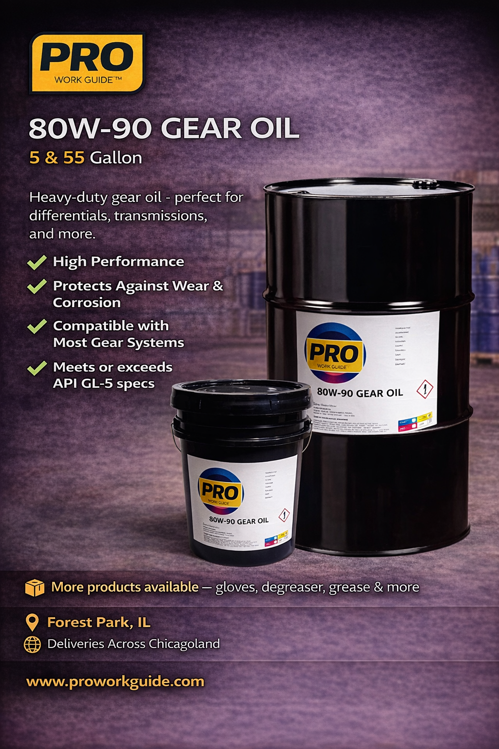 Semi-Synthetic 80W-90 Gear Oil – 5 & 55 Gallon