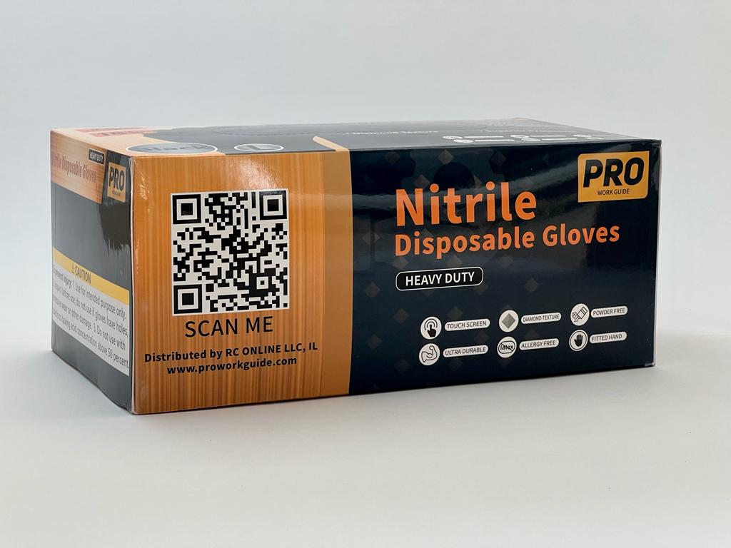 [9Mil] Pro Work Guide Heavy-Duty Diamond Grip Nitrile Gloves | Box of (100)